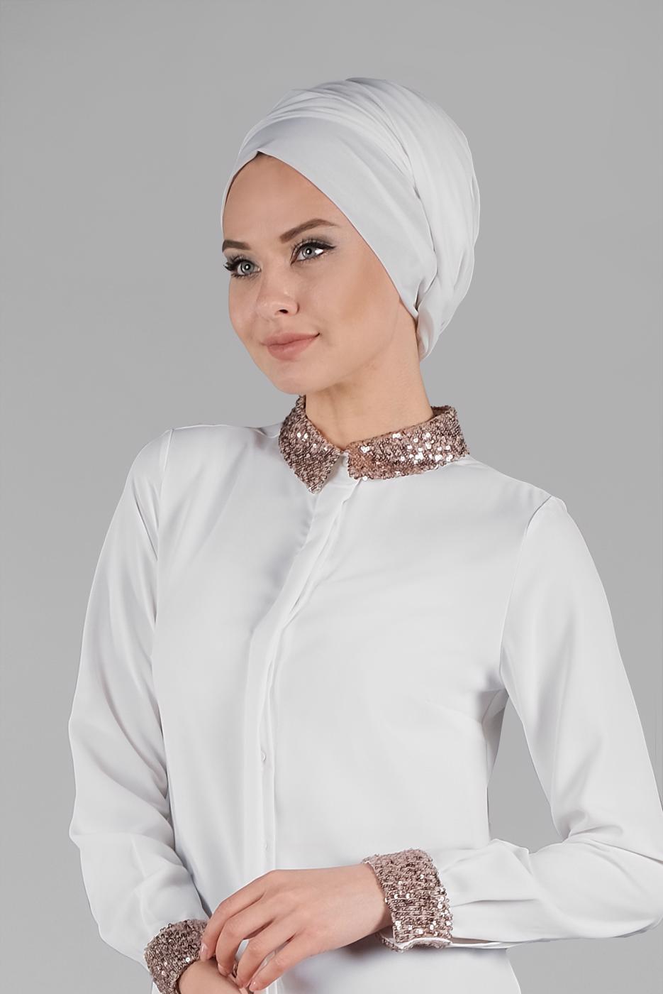 Vêtements hijab ÉCRU T 8202 STN-BLUZ