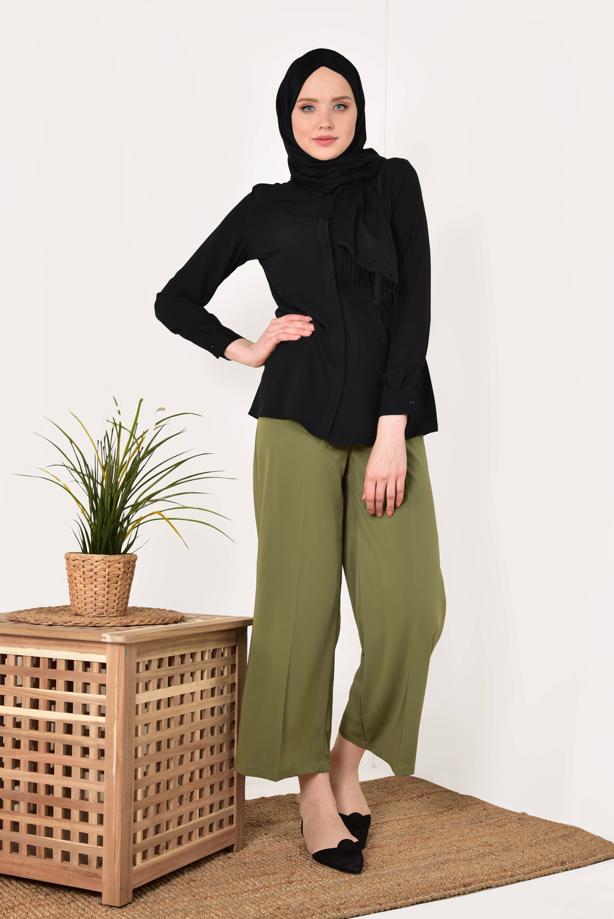 Tesettür giyim  GİZLİ DÜĞMELİ ŞİFON BLUZ T 9052 - TRENDTESETTÜR