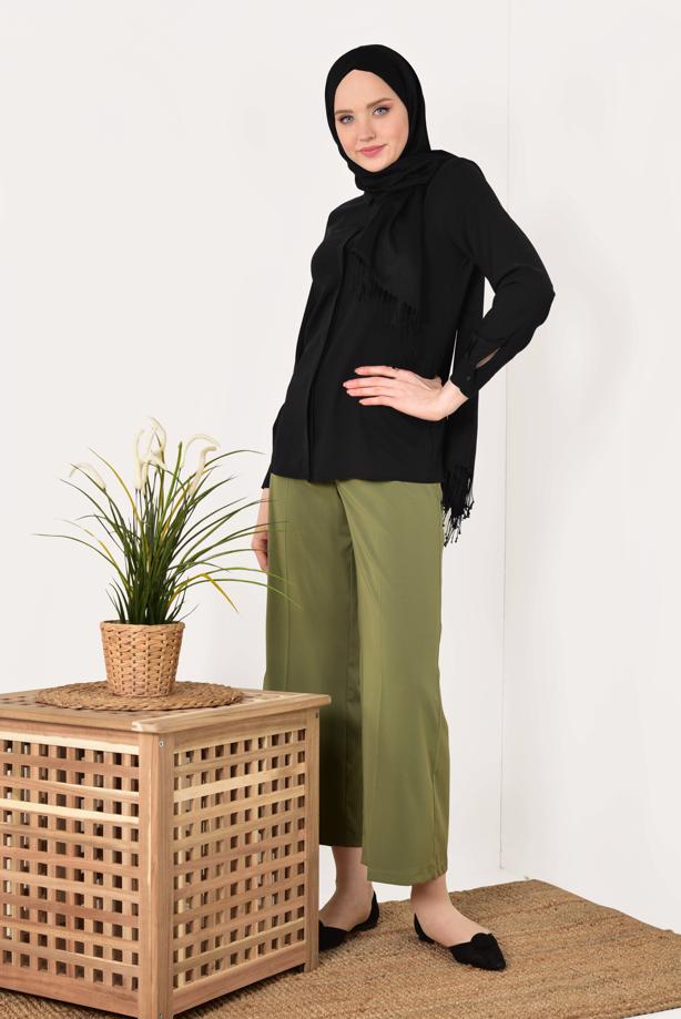 Tesettür giyim  GİZLİ DÜĞMELİ ŞİFON BLUZ T 9052 - TRENDTESETTÜR