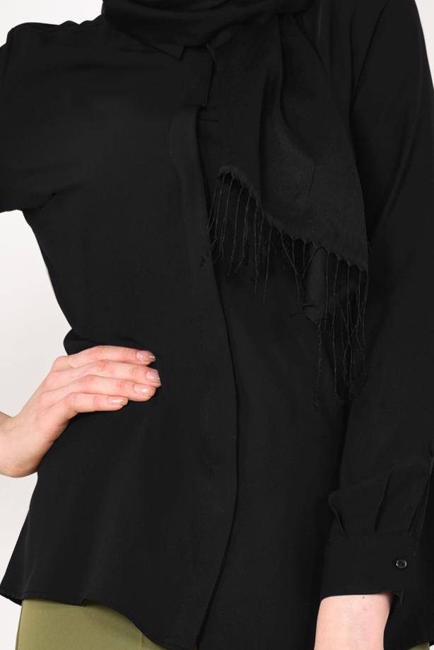 Tesettür giyim  GİZLİ DÜĞMELİ ŞİFON BLUZ T 9052 - TRENDTESETTÜR