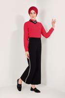 Vêtements hijab ROUGE T 9052 STN-GİZLİ DÜĞMELİ ŞİFON BLUZ