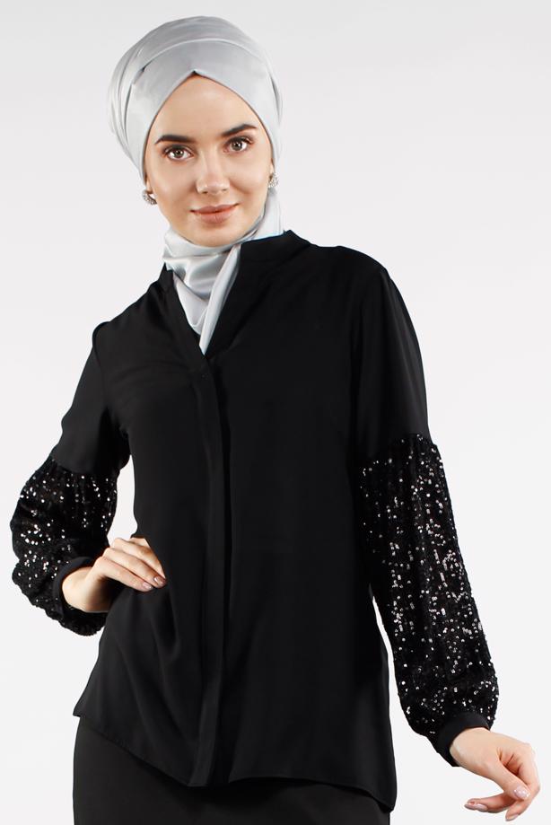 Hijab clothing  Sequin Sleeve Blouse T 9102 - TRENDTESETTÜR