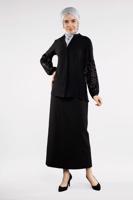 Hijab clothing BLACK Sequin Sleeve Blouse T 9102