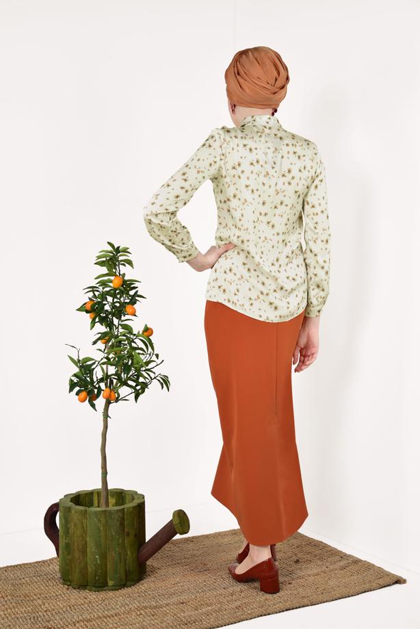 Vêtements hijab  T 9302 STN-ÇİÇEK DESENLİ GÖMLEK - TRENDTESETTÜR