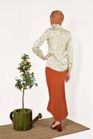 Hijab clothing BEIGE T 9302 STN-ÇİÇEK DESENLİ GÖMLEK