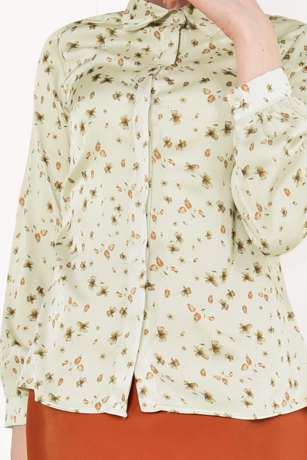 Vêtements hijab  T 9302 STN-ÇİÇEK DESENLİ GÖMLEK - TRENDTESETTÜR