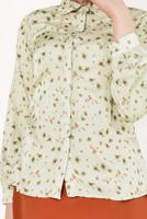 Hijab clothing BEIGE T 9302 STN-ÇİÇEK DESENLİ GÖMLEK