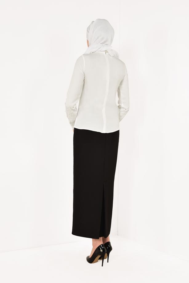 Vêtements hijab  T 9946 AYTE-YAKA UCU AKSESUARLI İŞLEMELİ BLUZ - TRENDTESETTÜR