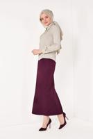 Hijab clothing BEIGE T 9946 AYTE-YAKA UCU AKSESUARLI İŞLEMELİ BLUZ