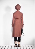 Tesettür giyim KAHVE KEMERLİ KOLLARI BONCUKLU GİY ÇIK 4206