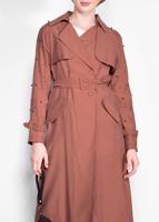 Tesettür giyim KAHVE KEMERLİ KOLLARI BONCUKLU GİY ÇIK 4206