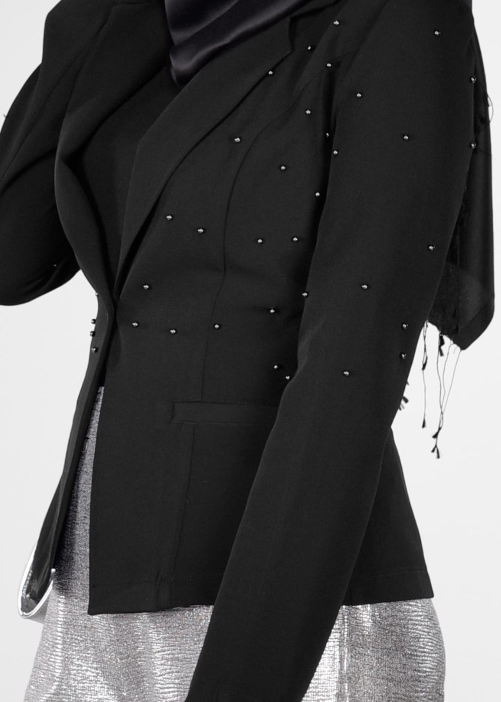 Tesettür giyim SİYAH İNCİ DETAYLI CEKET 4978 