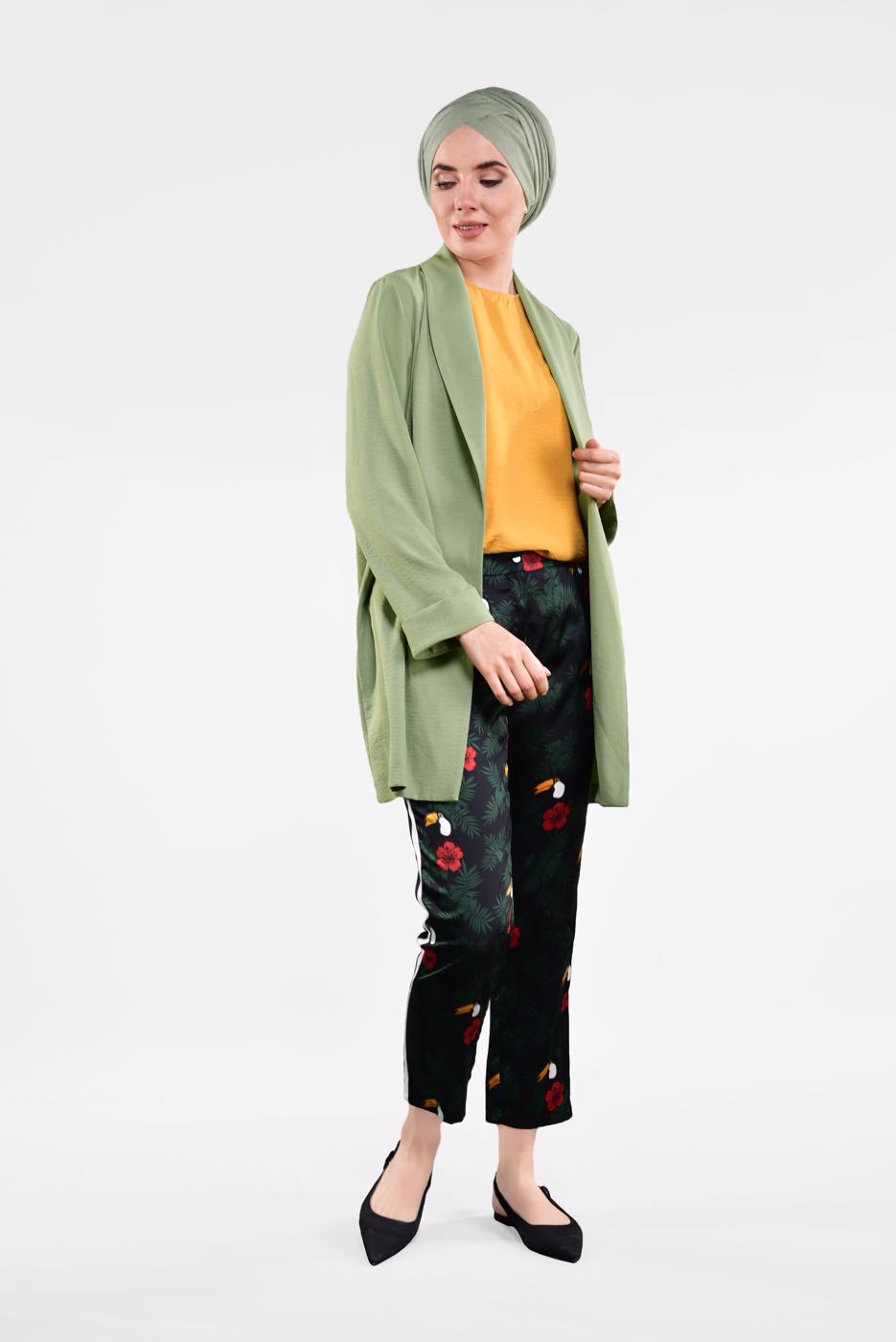 Tesettür giyim YEŞİL KLASİK KESİM CEKET 59091