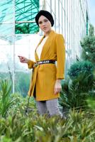 Tesettür giyim SARI KLASİK KESİM CEKET 59091