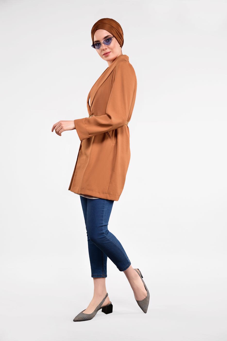 Tesettür giyim TABA KLASİK KESİM CEKET 59091