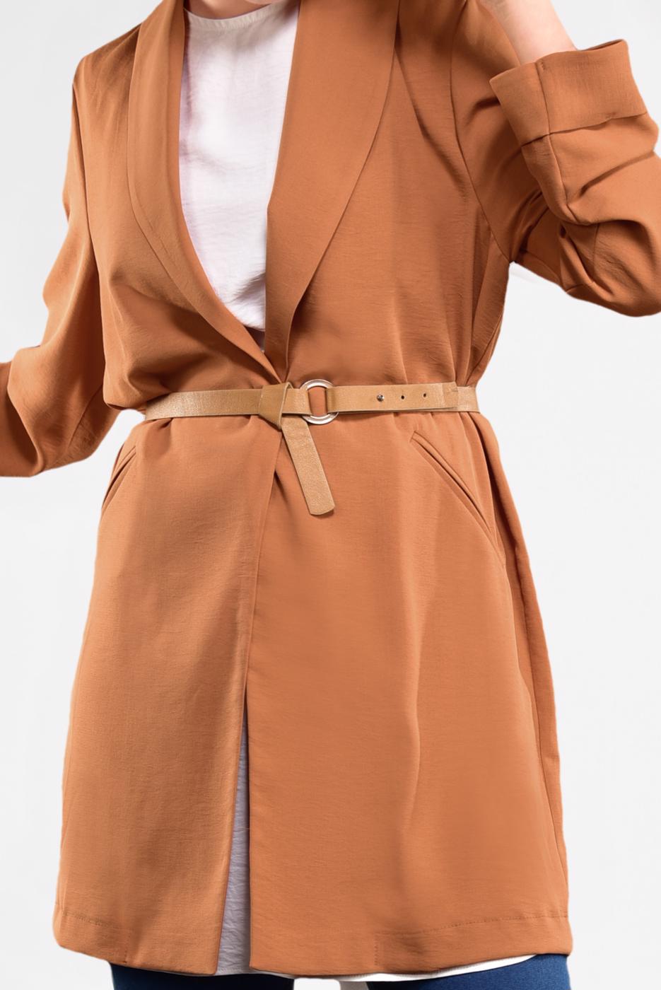 Tesettür giyim TABA KLASİK KESİM CEKET 59091