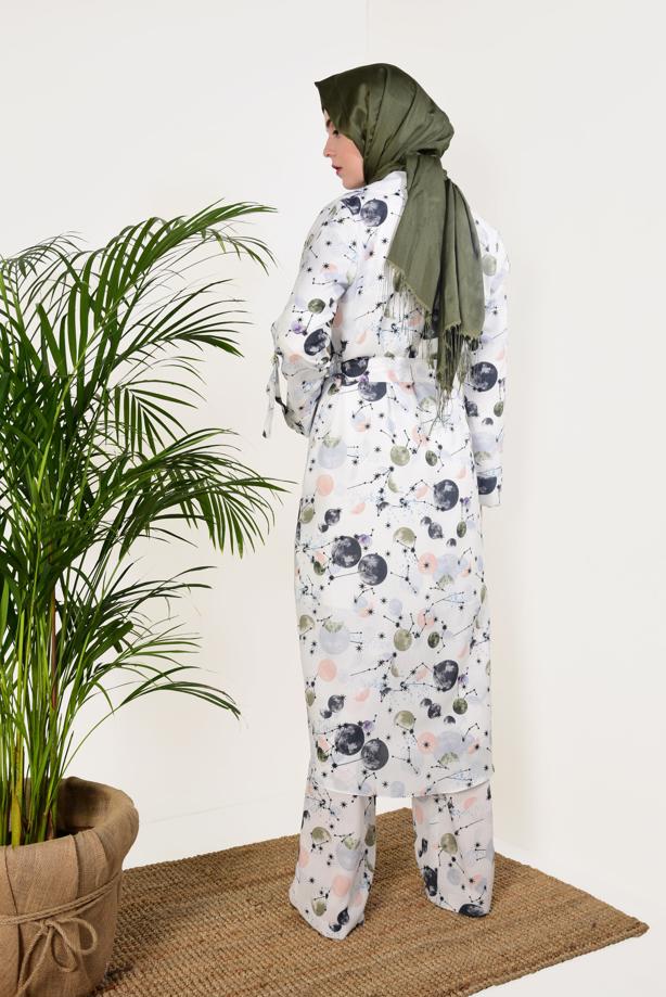 Vêtements hijab  Printed Tie Waist Jacket T 800992 - TRENDTESETTÜR