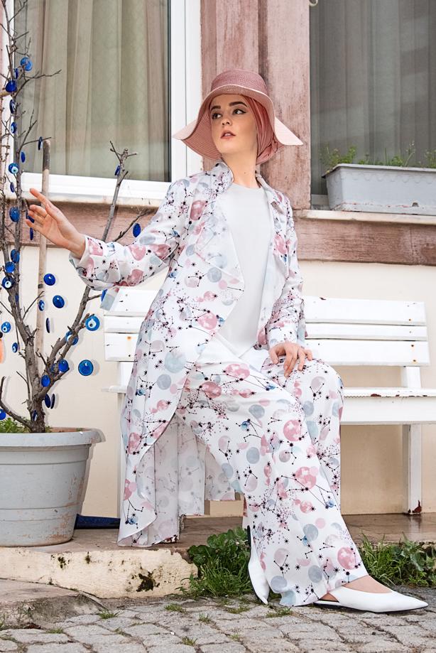 Vêtements hijab  Printed Tie Waist Jacket T 800992 - TRENDTESETTÜR