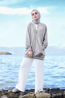 Tesettür giyim GRİ SİMLİ FERMUARLI CEKET T 31881