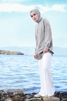 Tesettür giyim GRİ SİMLİ FERMUARLI CEKET T 31881