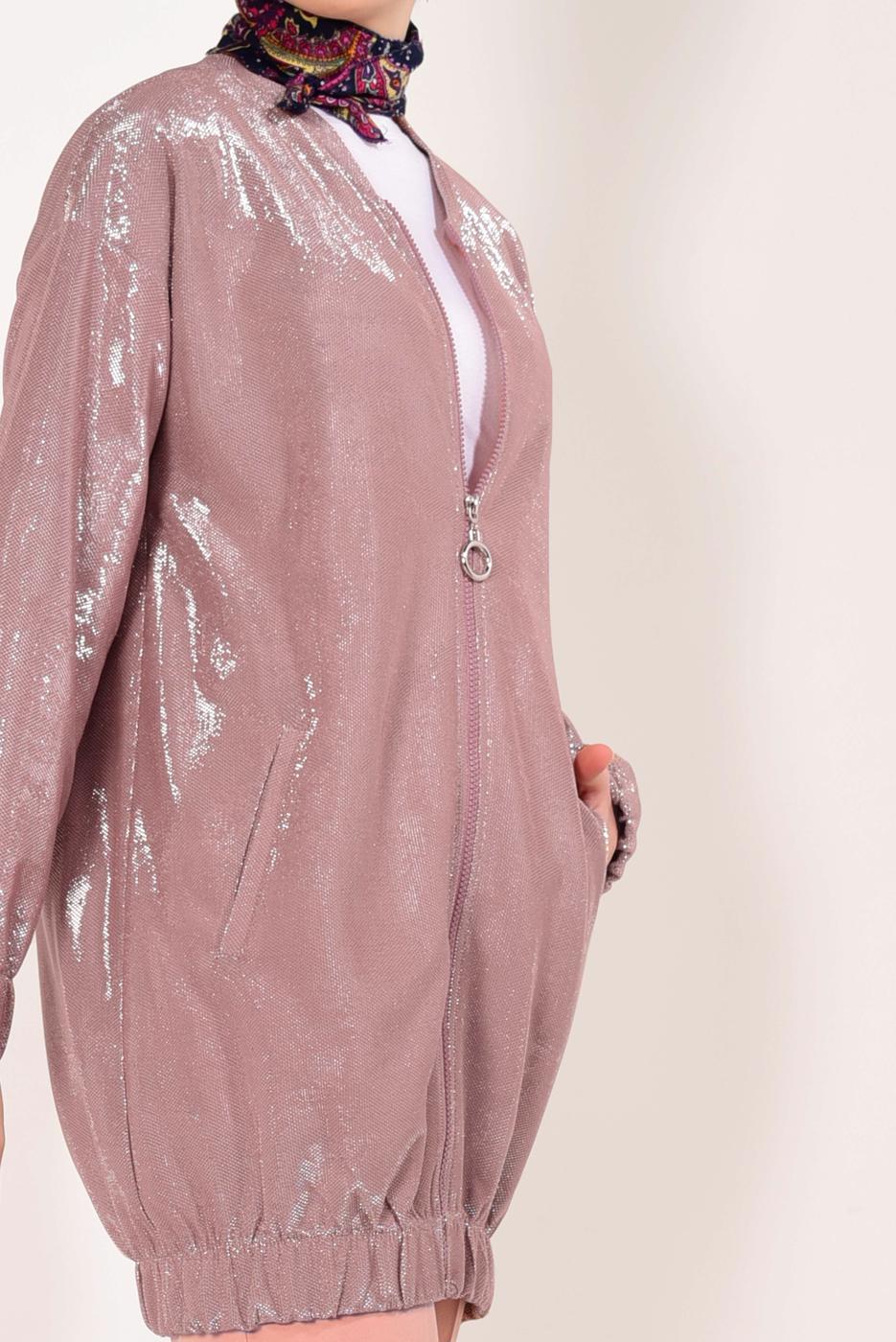 Tesettür giyim PUDRA SİMLİ FERMUARLI CEKET T 31881