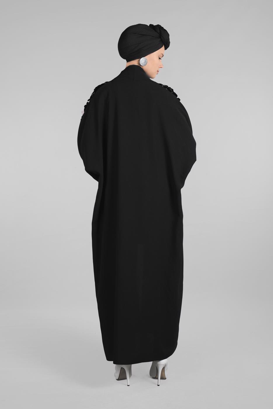 Tesettür giyim SİYAH YARASAKOL PAYETLİ KİMONO CEKET 38305 