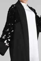 Tesettür giyim SİYAH YARASAKOL PAYETLİ KİMONO CEKET 38305 