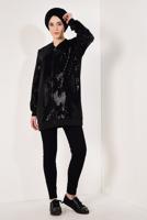 Tesettür giyim SİYAH ÖNDEN FERMUARLI PUL PAYET CEKET T 41981