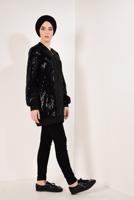 Tesettür giyim SİYAH ÖNDEN FERMUARLI PUL PAYET CEKET T 41981