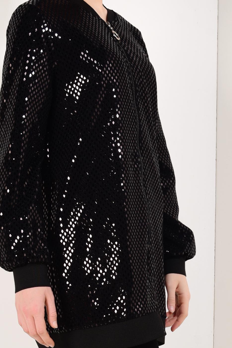 Tesettür giyim SİYAH ÖNDEN FERMUARLI PUL PAYET CEKET T 41981