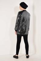 Tesettür giyim GRİ ÖNDEN FERMUARLI PUL PAYET CEKET T 41981