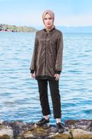 Tesettür giyim PUDRA ÖNDEN FERMUARLI PUL PAYET CEKET T 41981