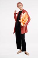 Hijab clothing PINK Pocket Button Detail Linen Jacket  T 80891