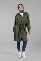 Tesettür giyim HAKİ BELDEN BÜZGÜLÜ FERMUARLI GİY ÇIK 0009