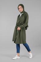 Tesettür giyim HAKİ BELDEN BÜZGÜLÜ FERMUARLI GİY ÇIK 0009