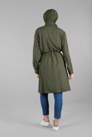 Tesettür giyim HAKİ BELDEN BÜZGÜLÜ FERMUARLI GİY ÇIK 0009