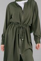 Tesettür giyim HAKİ BELDEN BÜZGÜLÜ FERMUARLI GİY ÇIK 0009