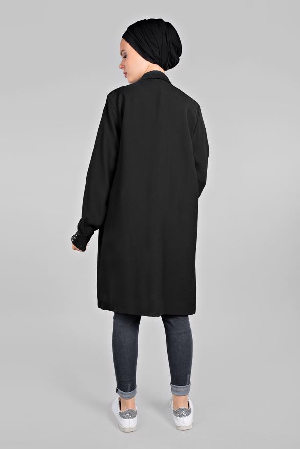 Vêtements hijab  Sequin Detail Floral Printed Binary Tunic Jacket T 0234  - TRENDTESETTÜR