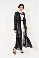 Hijab clothing BLACK Sequin Cardigan T 1061 
