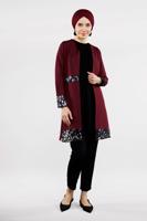 Tesettür giyim BORDO PUL PAYETLİ PAMUKLU CEKET 1401