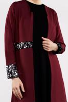 Tesettür giyim BORDO PUL PAYETLİ PAMUKLU CEKET 1401
