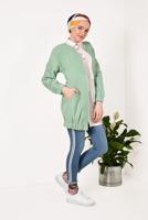 Hijab clothing GREEN Crew Neck Zipper Jacket T 1617