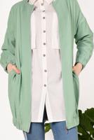 Hijab clothing GREEN Crew Neck Zipper Jacket T 1617