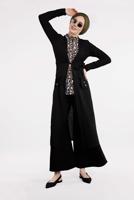 Tesettür giyim SİYAH BELDEN KUŞAKLI PULLU CEKET 2053