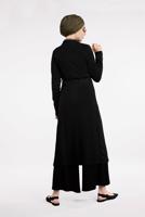 Tesettür giyim SİYAH BELDEN KUŞAKLI PULLU CEKET 2053