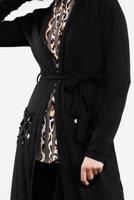 Tesettür giyim SİYAH BELDEN KUŞAKLI PULLU CEKET 2053