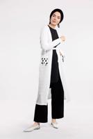 Tesettür giyim KREM BELDEN KUŞAKLI PULLU CEKET 2053