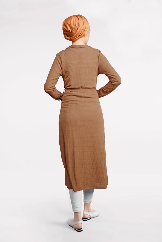 Tesettür giyim  BELDEN KUŞAKLI PULLU CEKET 2053 - TRENDTESETTÜR