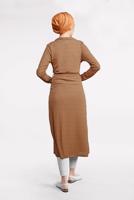 Tesettür giyim KAHVE BELDEN KUŞAKLI PULLU CEKET 2053