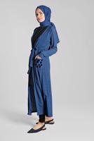 Tesettür giyim LACİVERT BELDEN KUŞAKLI PULLU CEKET 2053